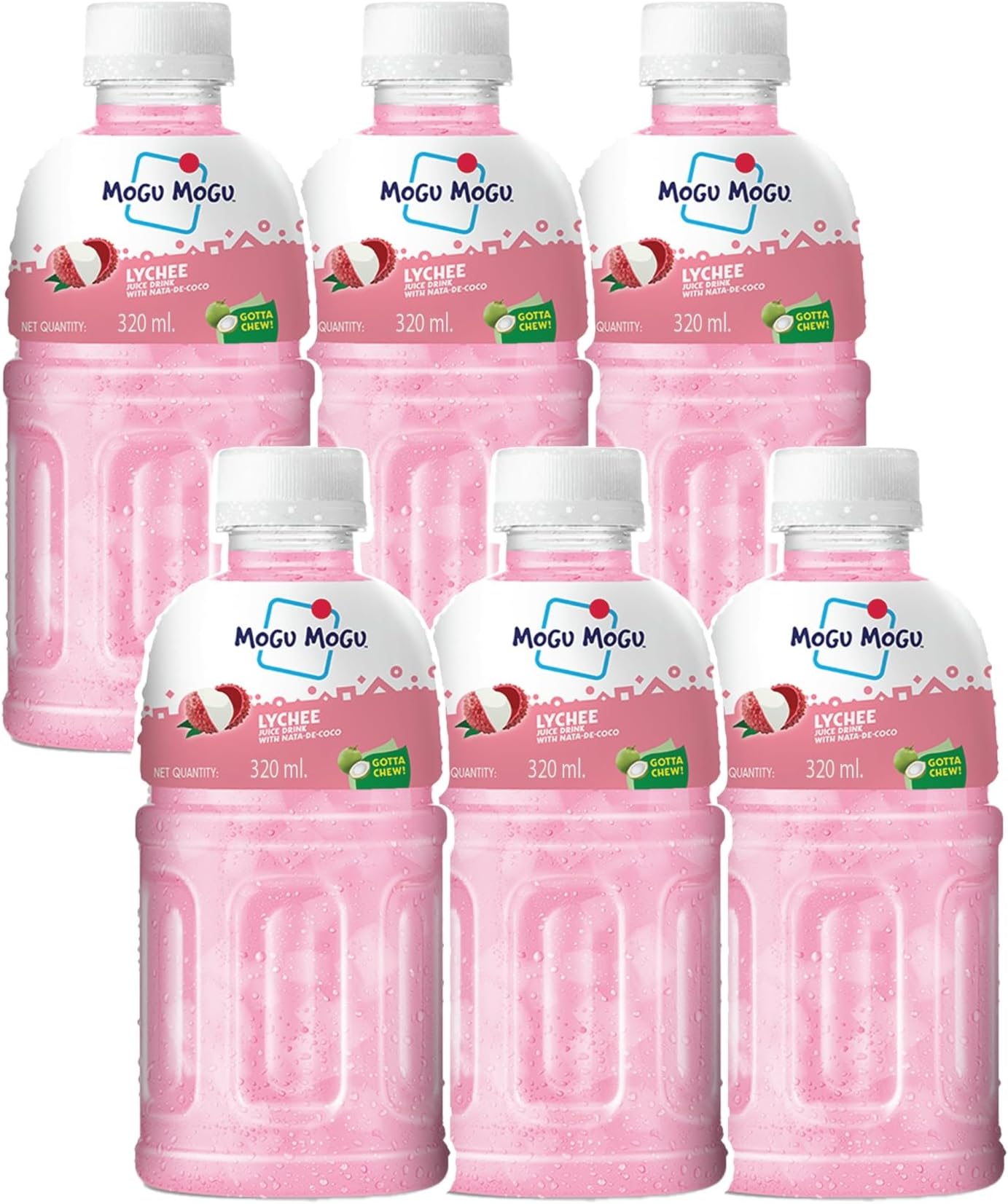 - Lychee Juice Drink with Nata de Coco Jelly 320ml (Pack of 6), Refreshing Tropical Thai-Made Sip & Chew Beverage