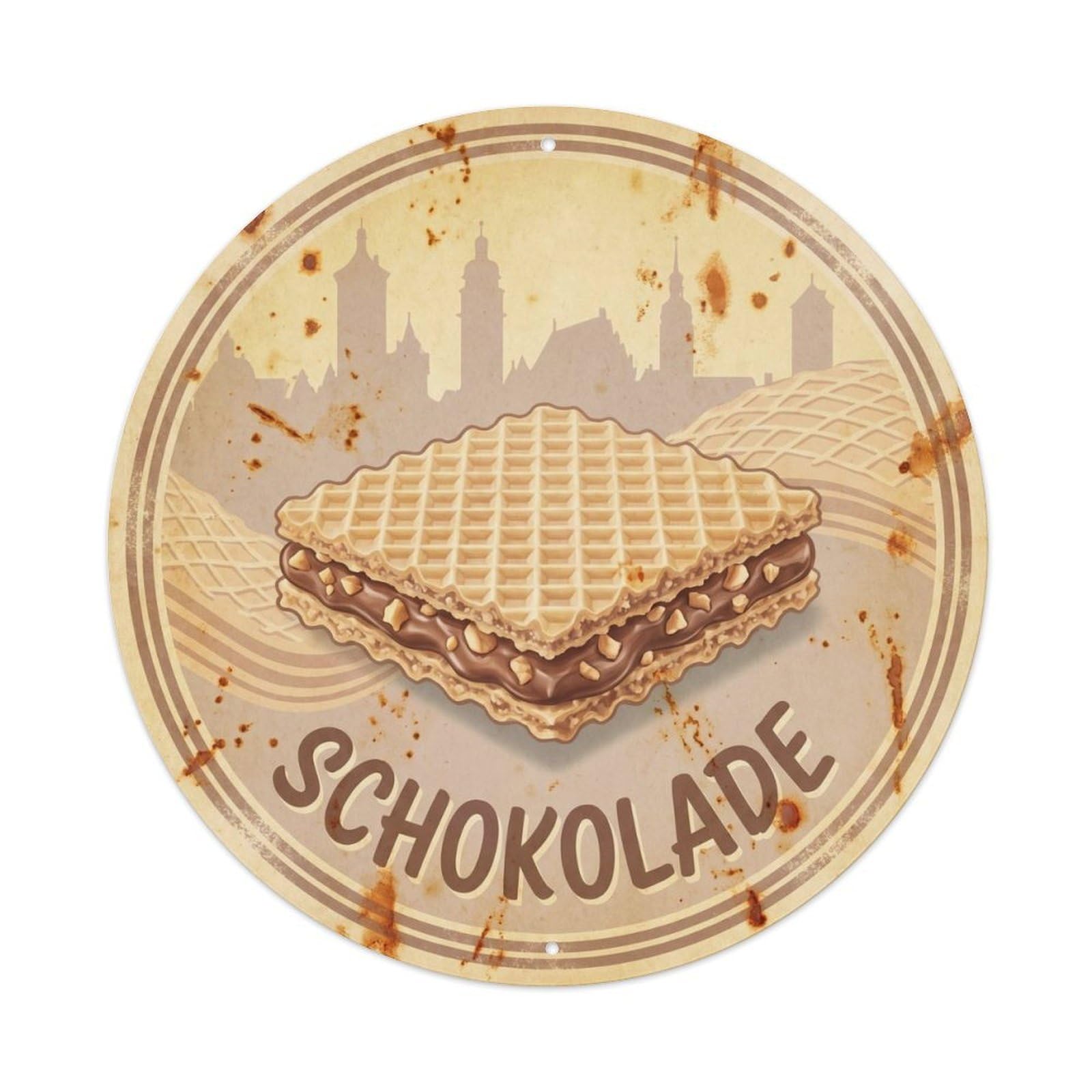 Dessert Cafe Confectionery German Travel 1950s Diner Metal Tin Sign