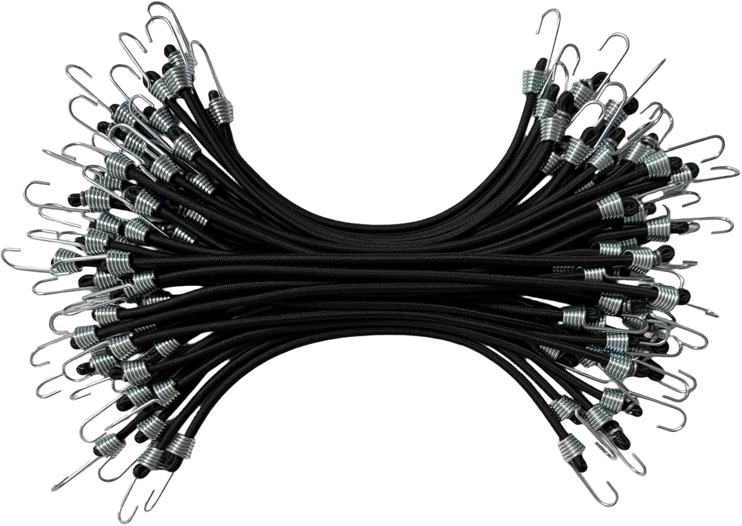 25 Pack Mini Bungee Cords, 11" Rubber Bungee Cord with Hooks, Black Bungee Cords for Fixed Tents, Waterproof Tarps, Bicycles, Car/RV Roof Racks, and Garage Tools
