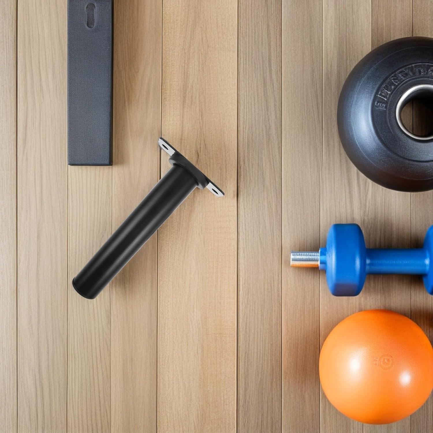 Wall-mounted Barbell Holder and Weight Plate Storage Rack, Carbon Steel 48mm Plate Mount, Gym Equipment Organizer for Home and Personal Workout Space