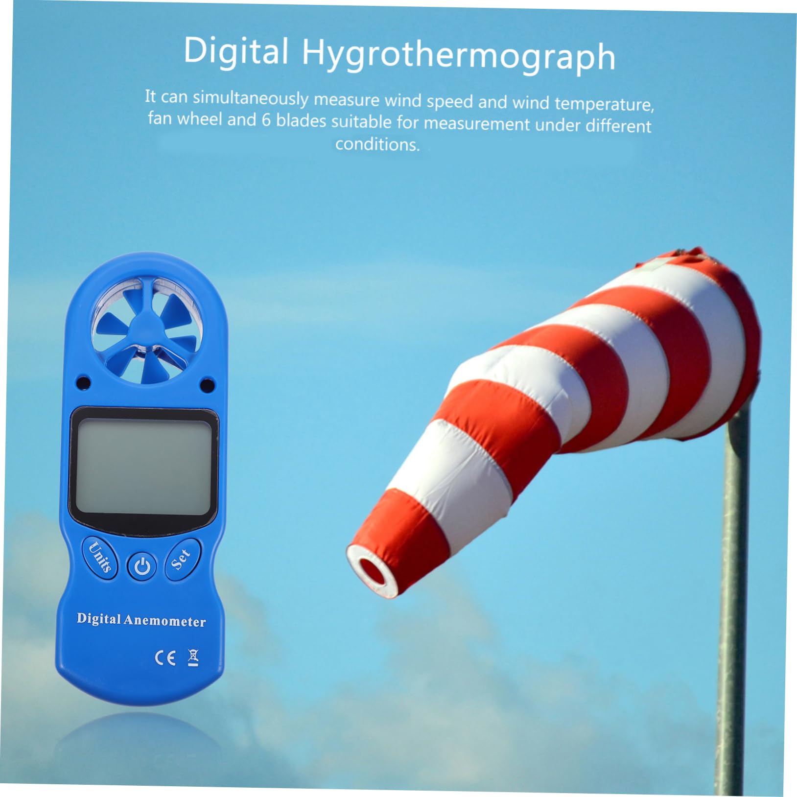 PRETYZOOM Igrometro Digitale Portatile Mini con Misurazione Umidità e Temperatura, Anemometro Palmare in Plastica con Schermo Lcd Retroilluminato per Monitoraggio Ambientale