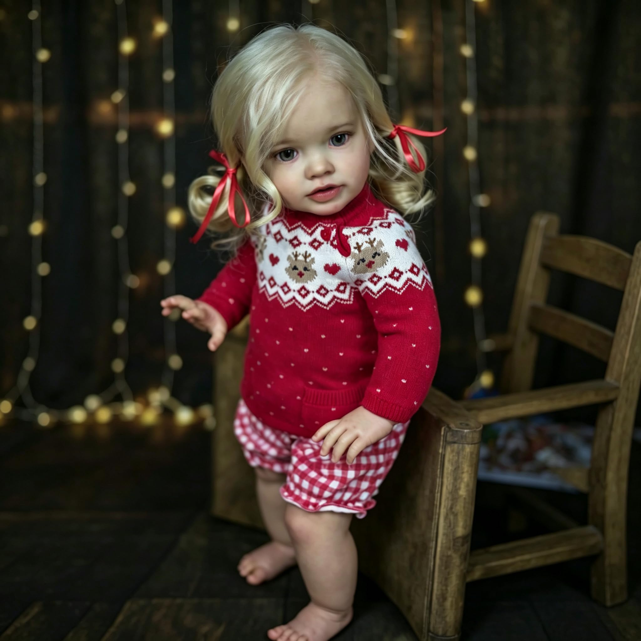26 cali 66 cm Reborn Baby Dolls Cloth Body Pippa, miękki silikonowy winyl noworodka, lalka, duży rozmiar, realistyczne, realistyczne lalki niemowlęce z czerwonym swetrem, zabawki dla dzieci w