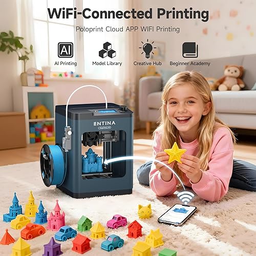 Miniatura 3 de Entina TINA2Plus V3 Impresoras 3D, 9.843 in/s de alta velocidad de nivelación automática FDM Mini impresora 3D con plataforma de acero de resorte