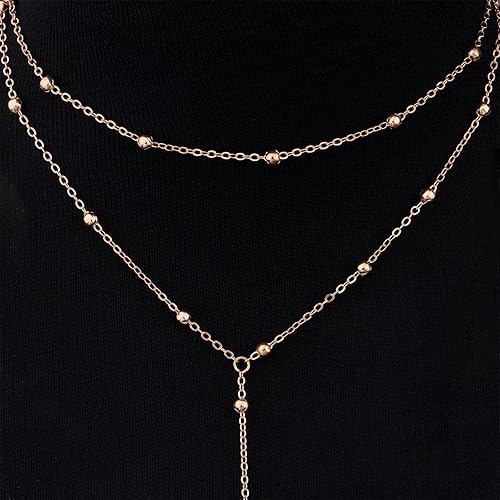 Miniatura 7 de MIFYNN Lariat Necklace for Women Layered Gold Long Y Necklace Beaded Chain Prom Jewelry