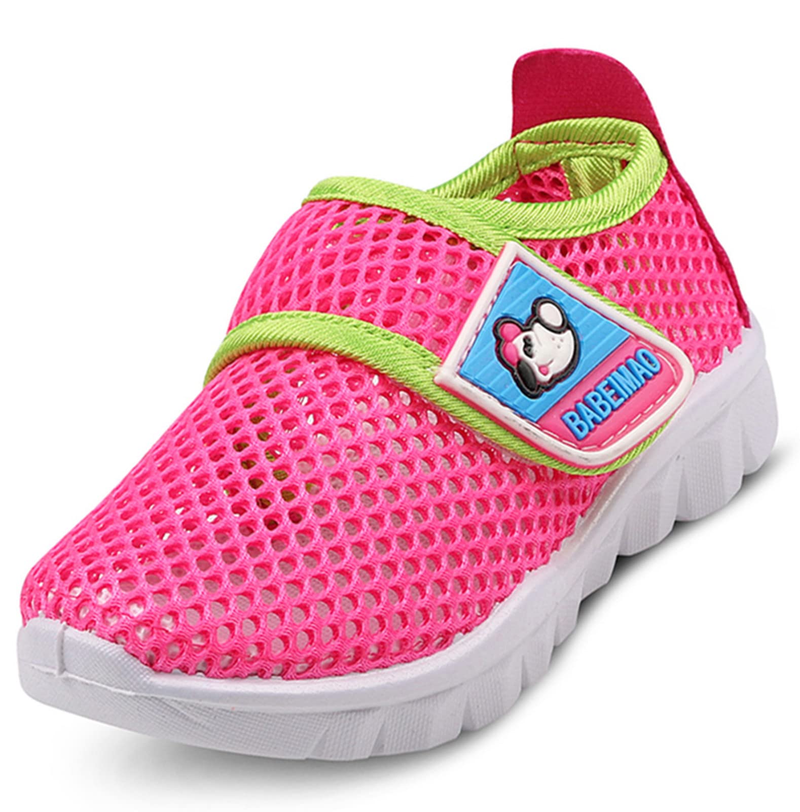 DADAWEN Toddler Little Kid Boys Girls Water Shoes Breathable Mesh Running Sneakers Sandals for Beach Swimming Pool Rose Red US Size 7 M Toddler