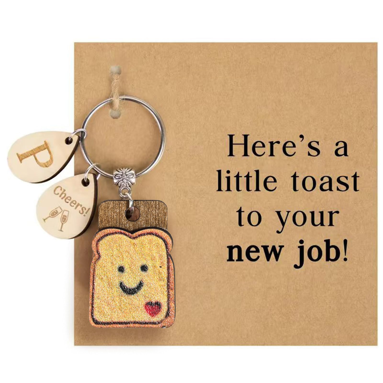 Cute Toast Keychain Leaving Gifts for Colleagues Women, Good Luck Gifts for New Job, Retirement Gifts for Women, New Beginnings Congratulations Gifts for Coworker Friends Teacher Farewell Keepsake