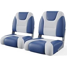 Folding Mid Back Boat Seats, 2 Pack Waterproof Fishing Boat Captain Chairs