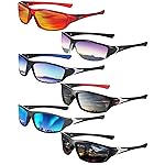 Frienda 6 Pack Polarized Sport Sunglasses for Men Multipack Fit over Glasses Pack Lot Set Men\'s Sport Fishing Eyeglasses(Modern Colors)