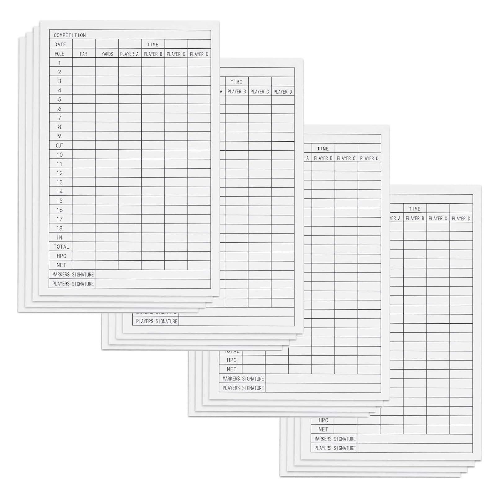 20 Sheets Golf Score Cards, 6 x 3.9 Inch Double-Sided Printed Thick Coated Paper Golf Scorecards, Portable Golf Score Keeper for Golfers, Golf Clubs, Outdoor Game Tracking