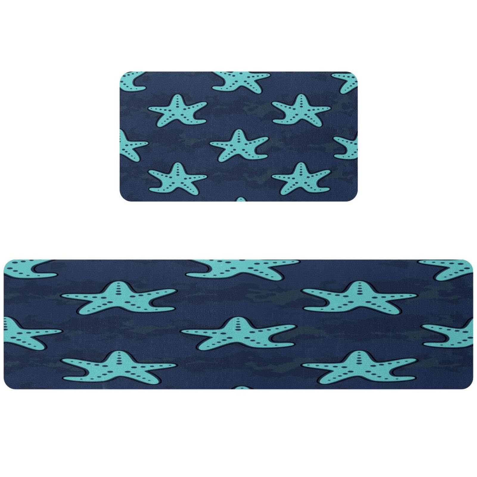 Tapis de cuisine antidérapants étoiles de mer lot de 2 tapis lavables pour sol sécurisé