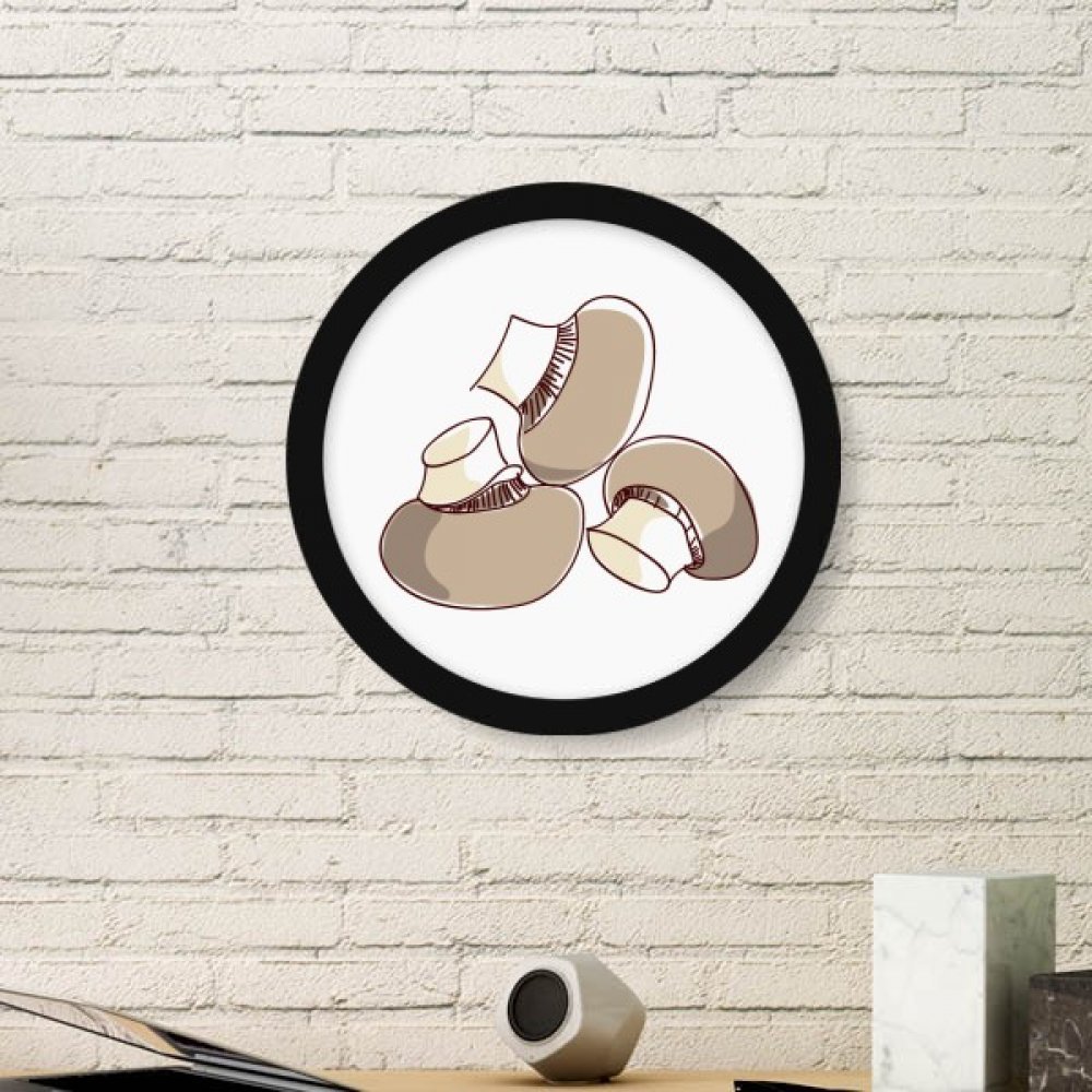 Cadre photo rond en bois noir motif champignon de style réaliste