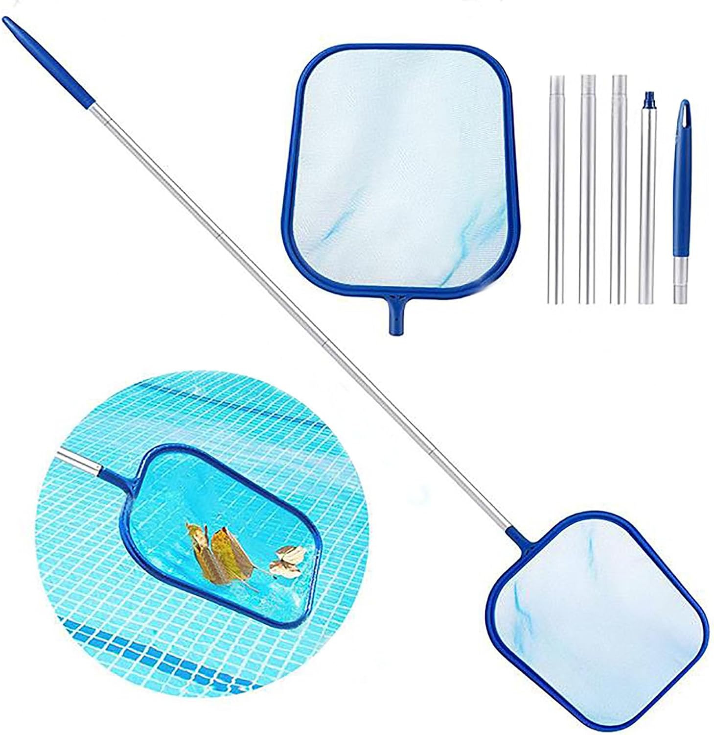 SUNMME Swimming Pool Leaf Skimmer Net Pool Skimmer Net with Aluminum Pole Pool