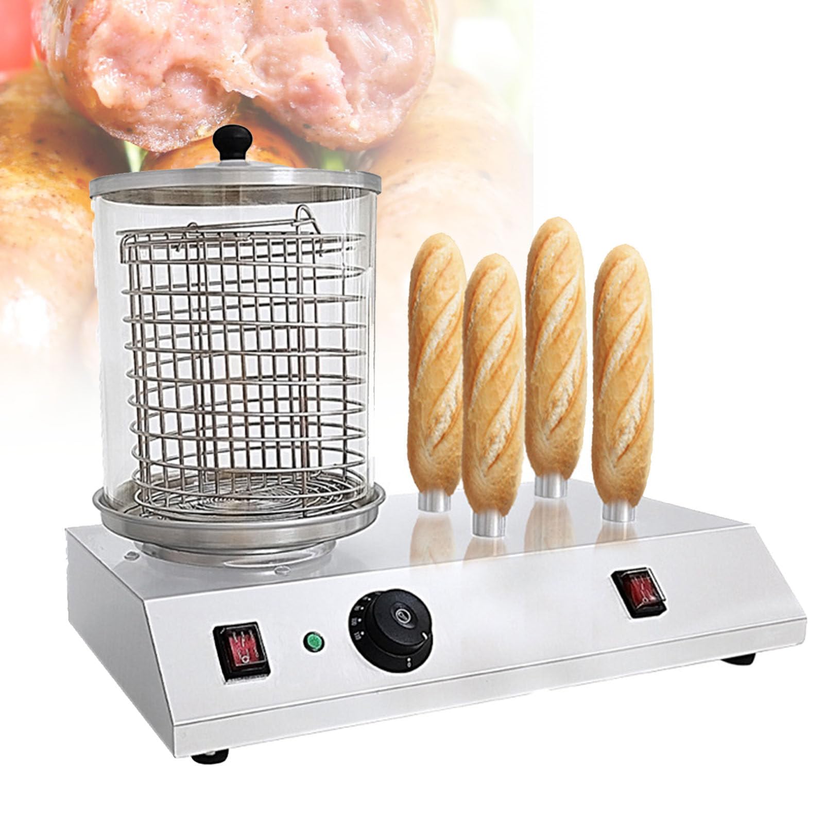 Hot Dog électrique, Chauffe-Chignon, Grille-Pain en Acier Inoxydable pour Le Chauffage des Petits Pains à saucisses (4)