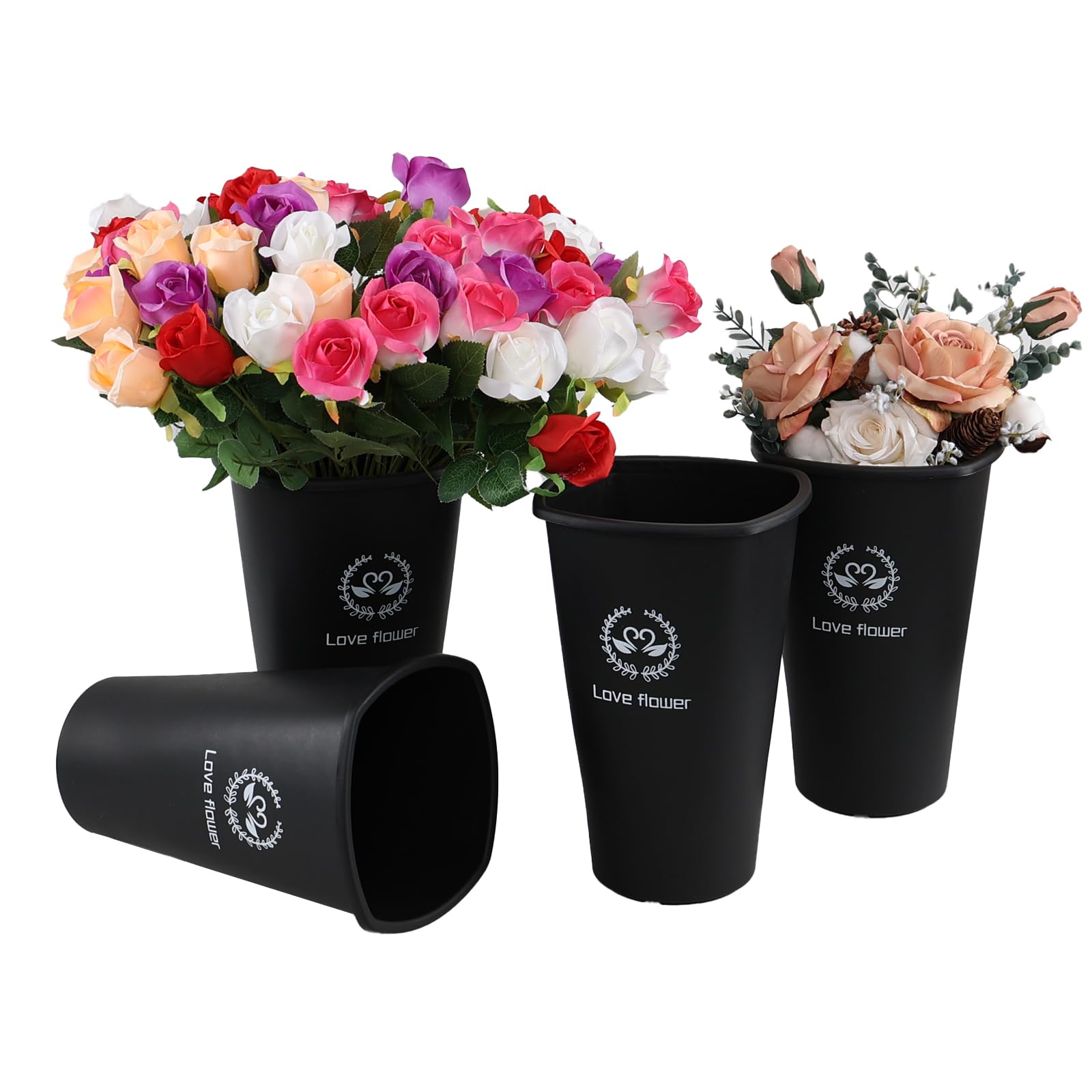 Seaux à fleurs noirs de 30 cm pour sublimer votre décoration de maison et d'hôtel