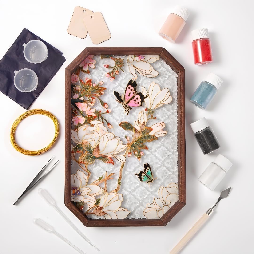 Cloisonne Filigree Enamel Paint by Numbers Kit, All in One with Tools, DIY Craft, Starter Set for Adults and Beginners, Easy Instructions, Hobby for Adults Teens Elderly Handmade Home Decor Gifts