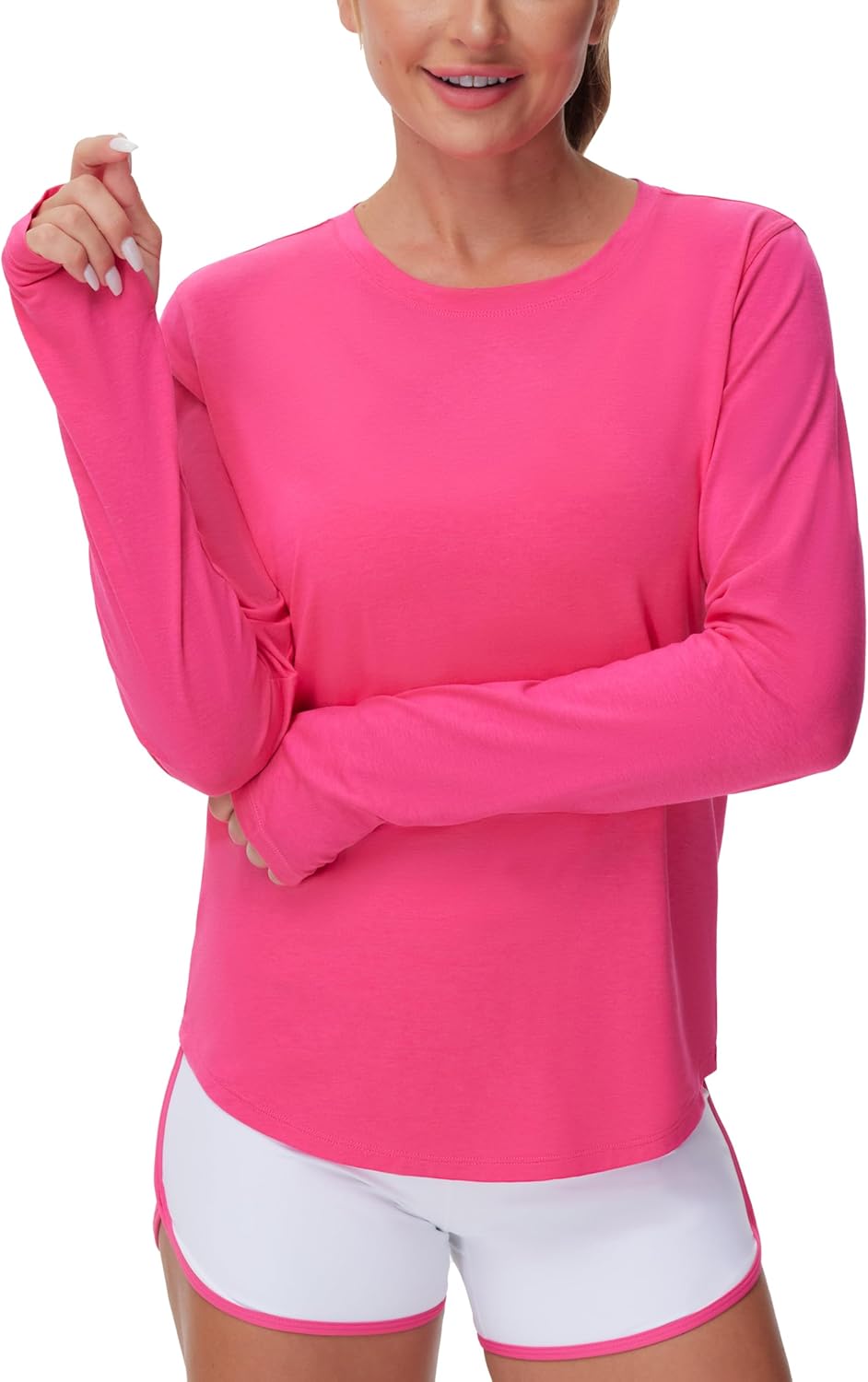 THE GYM PEOPLE Women's Long Sleeve Workout Shirts Athletic Crewneck Hiking Tops with Thumb Hole
