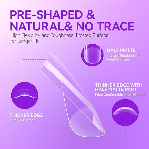 Miniatura 7 de Gelike EC Kit de puntas de uñas de gel suave extra cortas, para extensiones de uñas de remojo, cubierta completa, forma de ataúd extra corto, resina