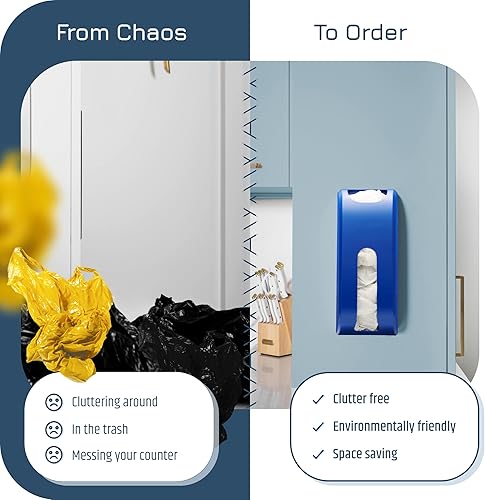 Miniatura 2 de Soporte para bolsas de plástico  Organizador de almacenamiento de bolsa de comestibles de plástico duradero para montaje en pared  A prueba de