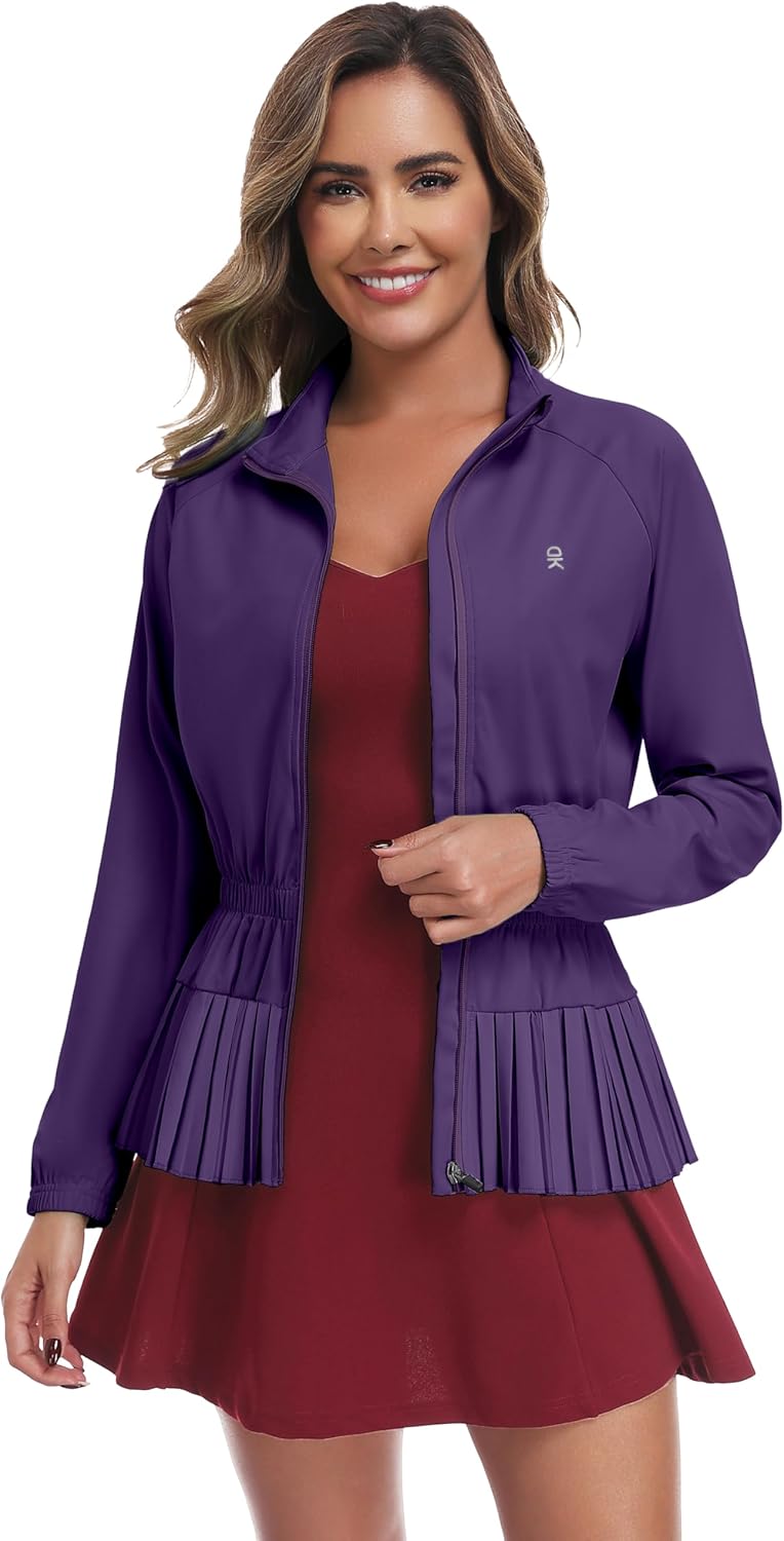 Little Donkey Andy Women's Casual Jacket Long Sleeve Hiking Athletic Golf Jackets UPF 50+ Sun Shirt with Elastic Waistband - Image 2