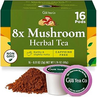 Gya Tea Co 8X Mushroom Herbal Tea Pod (16 Count)- Decaf Wellness Tea for Body Comfort & Relaxing