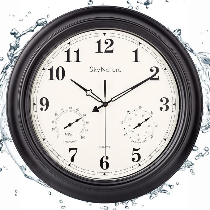 SkyNature Large Outdoor Clock, Waterproof Patio Outdoor