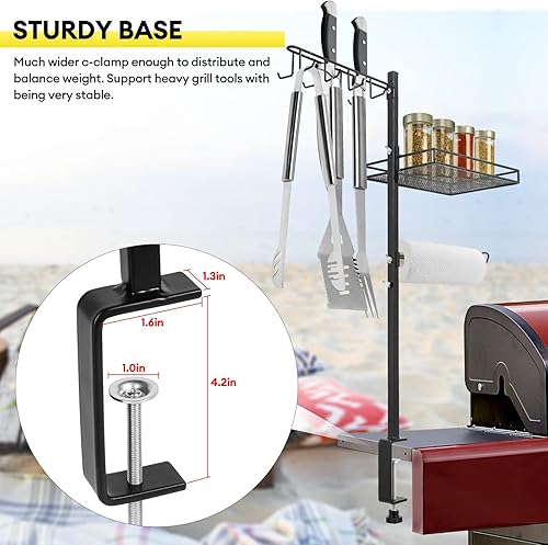 Miniatura 2 de Lalafancy Organizador de parrilla para Blackstone, organizador de barbacoa 3 en 1 con soporte para toallas de papel, almacenamiento de condimentos,