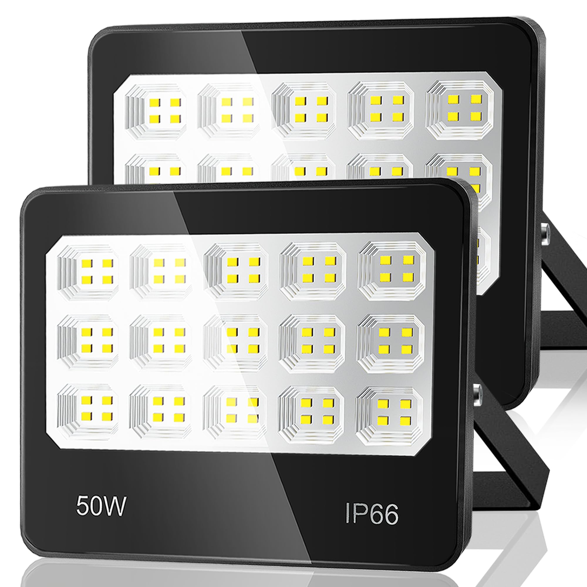 ANNIFUNLY LED Strahler Außen 2 Stück, 50W 5000LM Superhell Außenstrahler Scheinwerfer, 6500K Kaltweiß LED Aussenleuchte Fluter, IP66 Wasserdicht Scheinwerfer für Garage Garten Innenhöfe Werkstatt