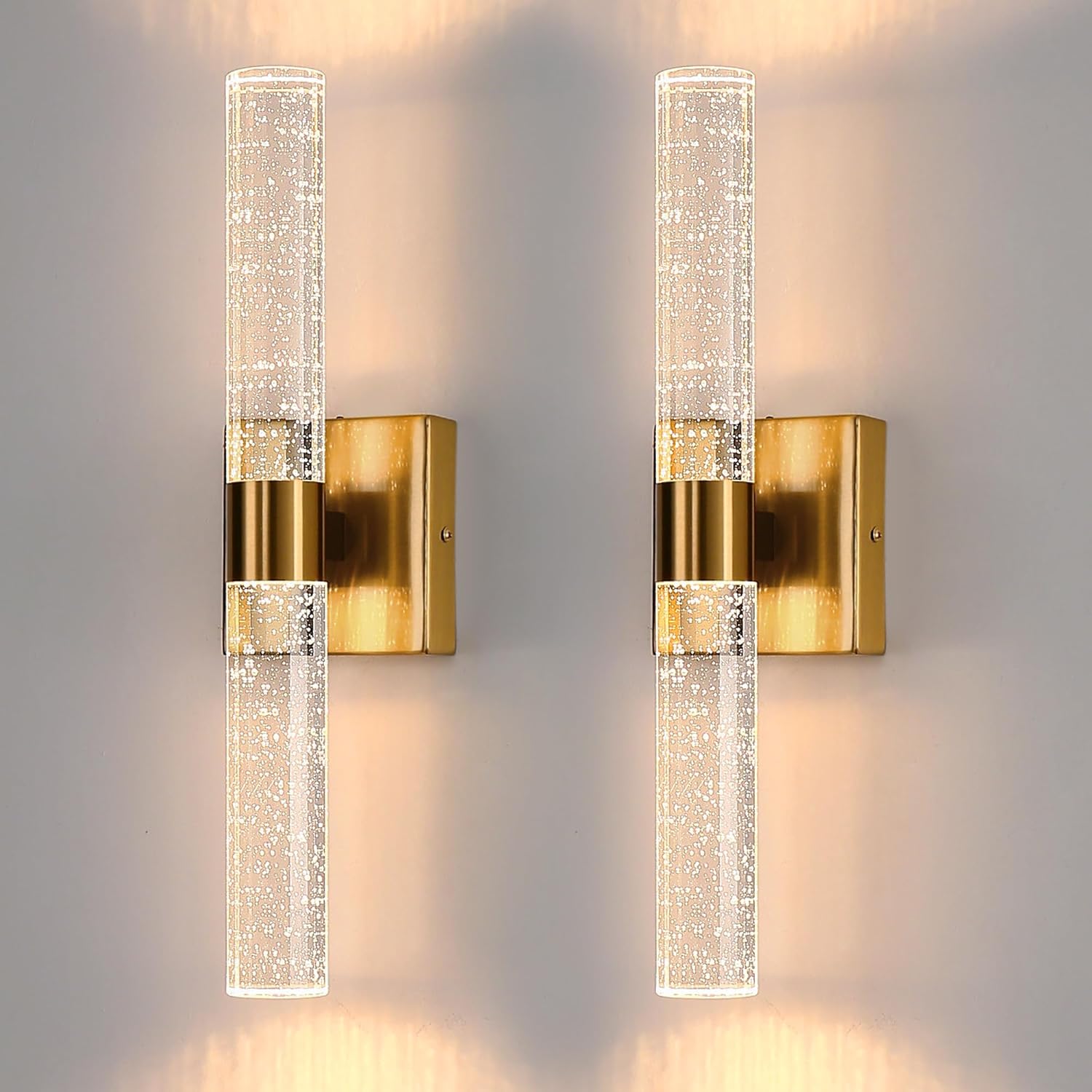 DORESshop Modern Wall Sconces Set of Two, 3CCT Crystal Bathroom Sconces Wall Light, Black Vanity Light Fixture, Sconce Wall Decor Set of 2, Wall Lights for Bedroom, Living Room, Hallway 18in
