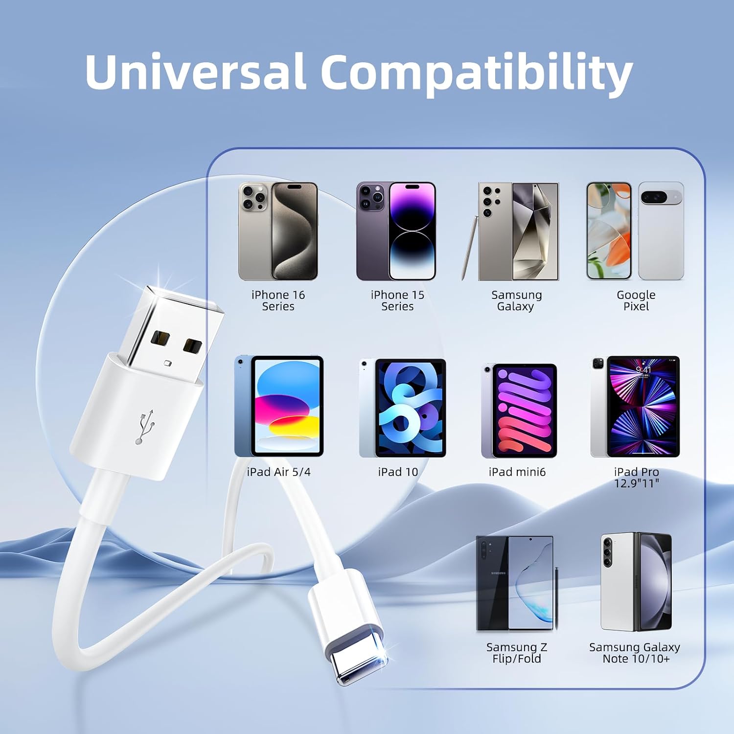 Long USB C Cable 10 ft, USB A to USB C Cable Fast Charging for iPhone 17 16 15 Pro Max/Plus Charger Cord, Type C Car Carplay Cord for Samsung Galaxy S26 S25 S24 S23/ iPad Pro/Air image 4
