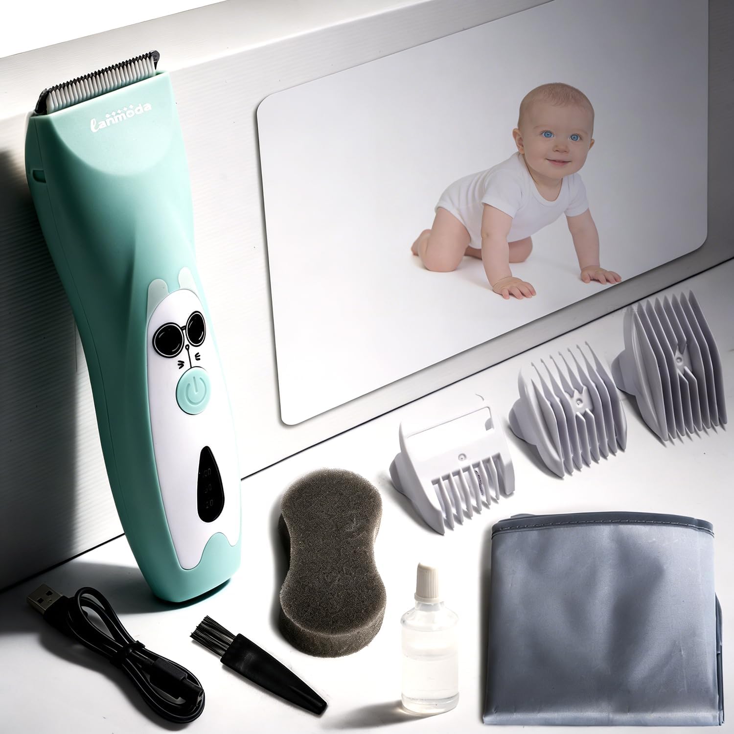 Baby Hair Clippers, Coldless Quiet Hair Trimmer Shaver for Toddler Children with Autism, Waterproof Rechargeable Haircut Kit for Infant Kids Ceramic Blade