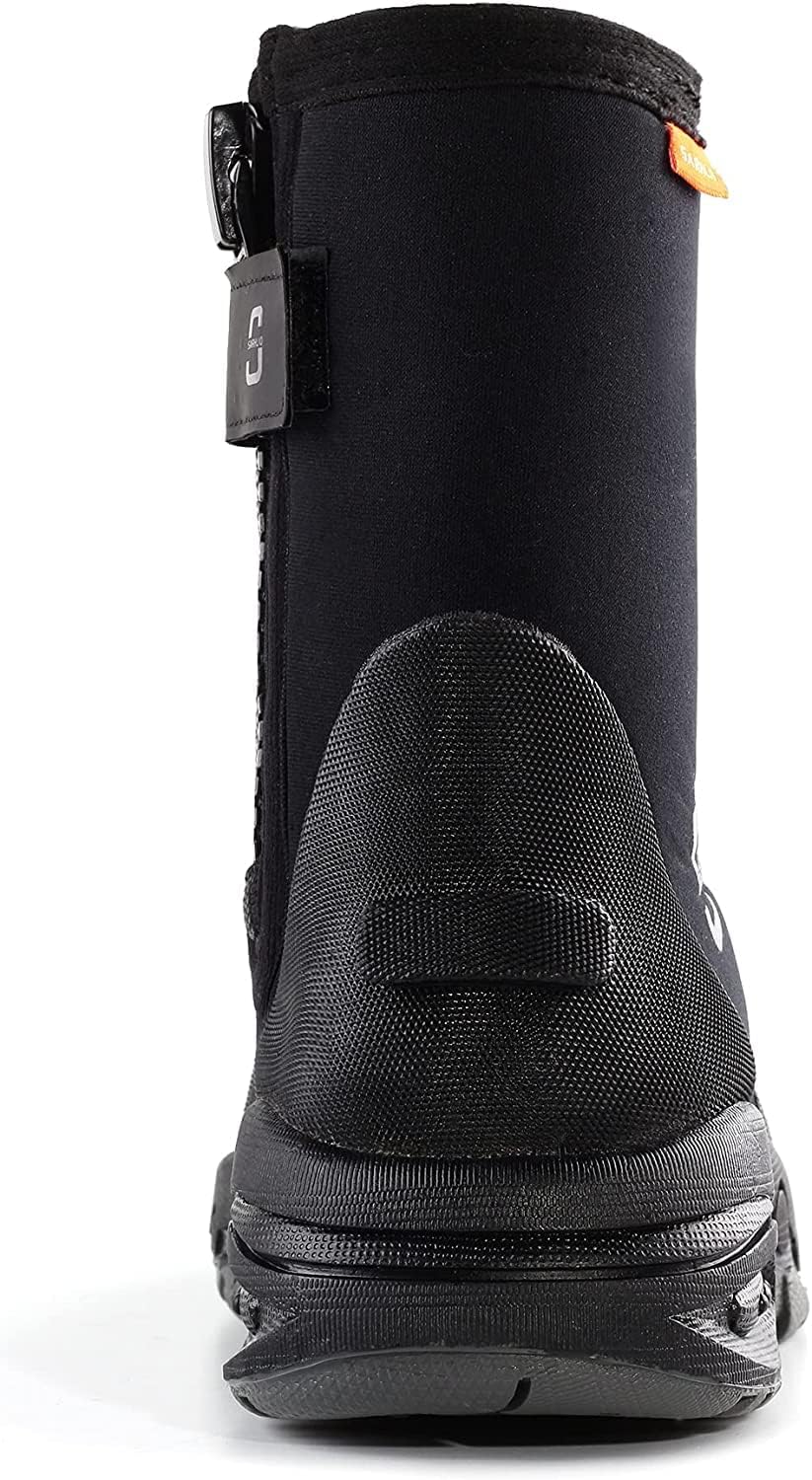 Neoprene Dive Boots 5mm Tall Zippered with Anti-Slip Rubber Sole Wetsuit Boots for Water Sports Scuba Diving Snorkeling