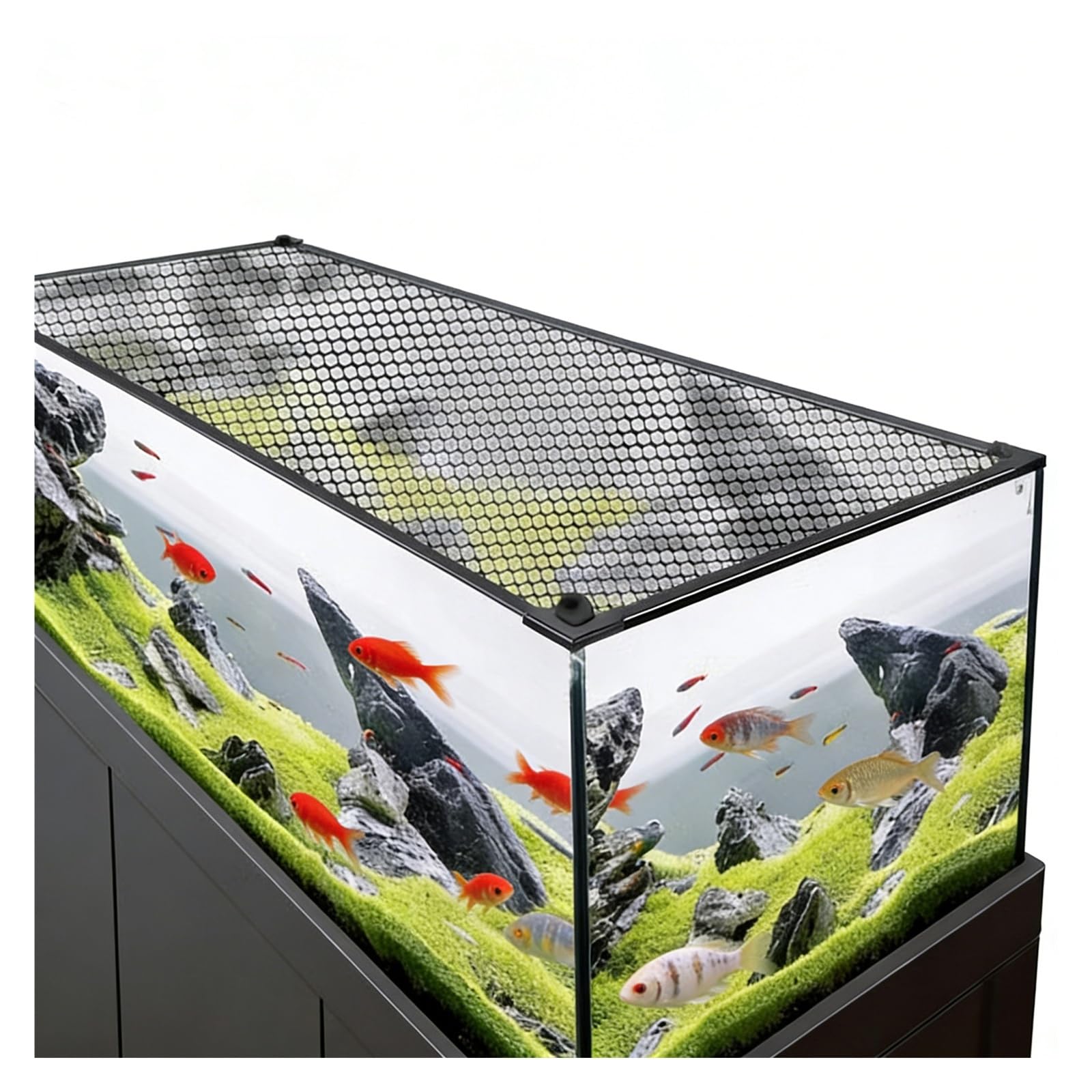 Magnetic Aquarium Anti-Jumping Mesh Net, Aquarium Lid Fish Tank Top Cover Hood Jump Cover Adjustable DIY Mesh Lid(60cm x 30cm)