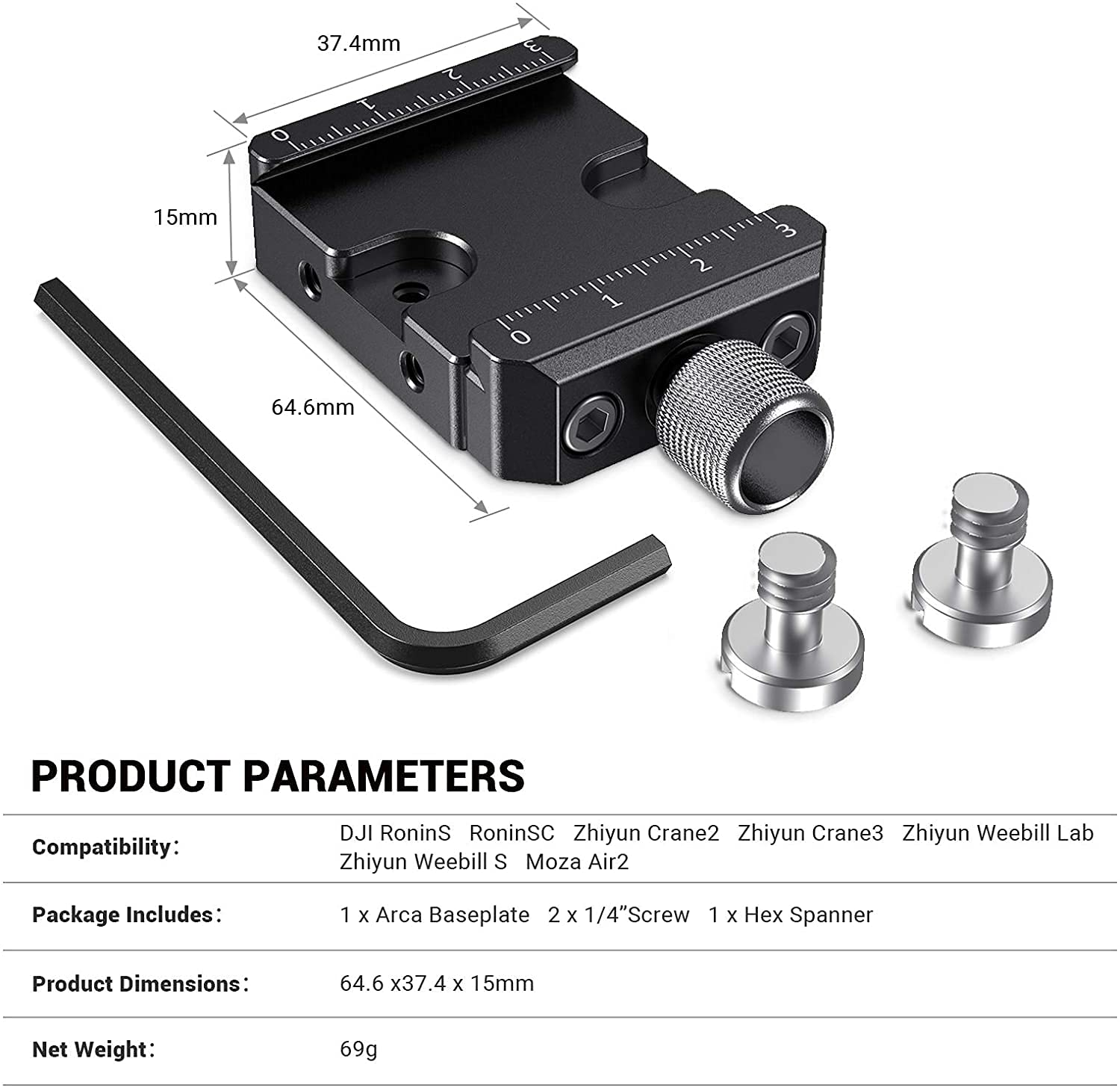 SMALLRIG Quick Release Clamp Compatible para Arca Estándar para dji Ronin S/Ronin SC y ZHIYUN Crane Series/Weebill S Gimbals - DBC2506B