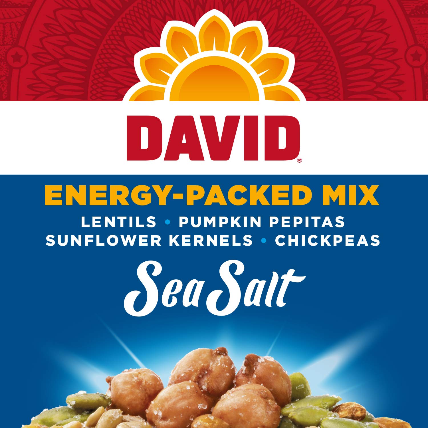 DAVID Seeds Sea Salt Energy-Packed Mix for Snacking, 5 Oz. (Pack Of 8)