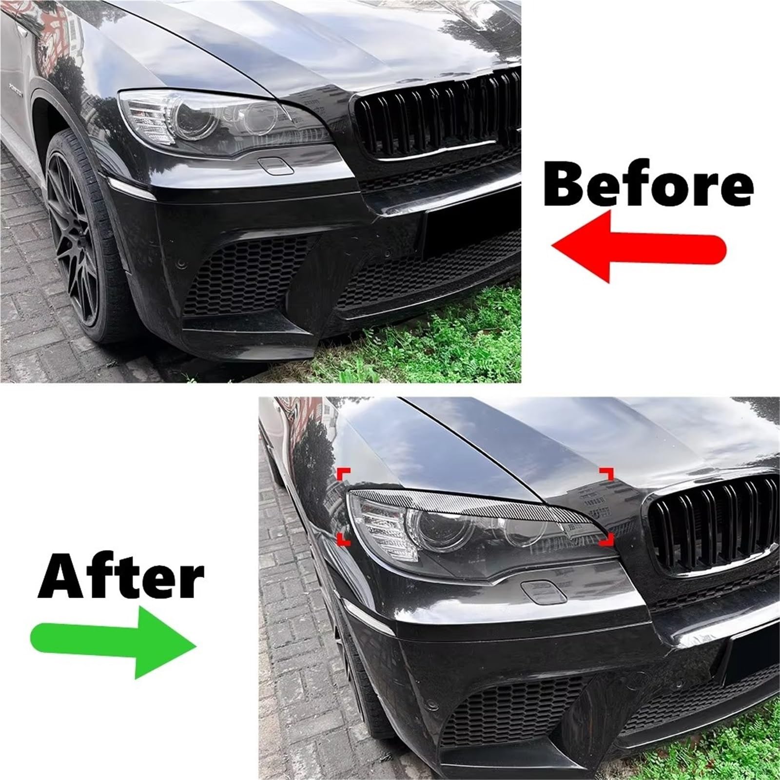 Powieka reflektorów do BMW X6 E71 2008 2009 2010 2011 2012 2013 2014 reflektor do brwi powieki wykończenia lampy pokrywa naklejka reflektor samochodowy brwi