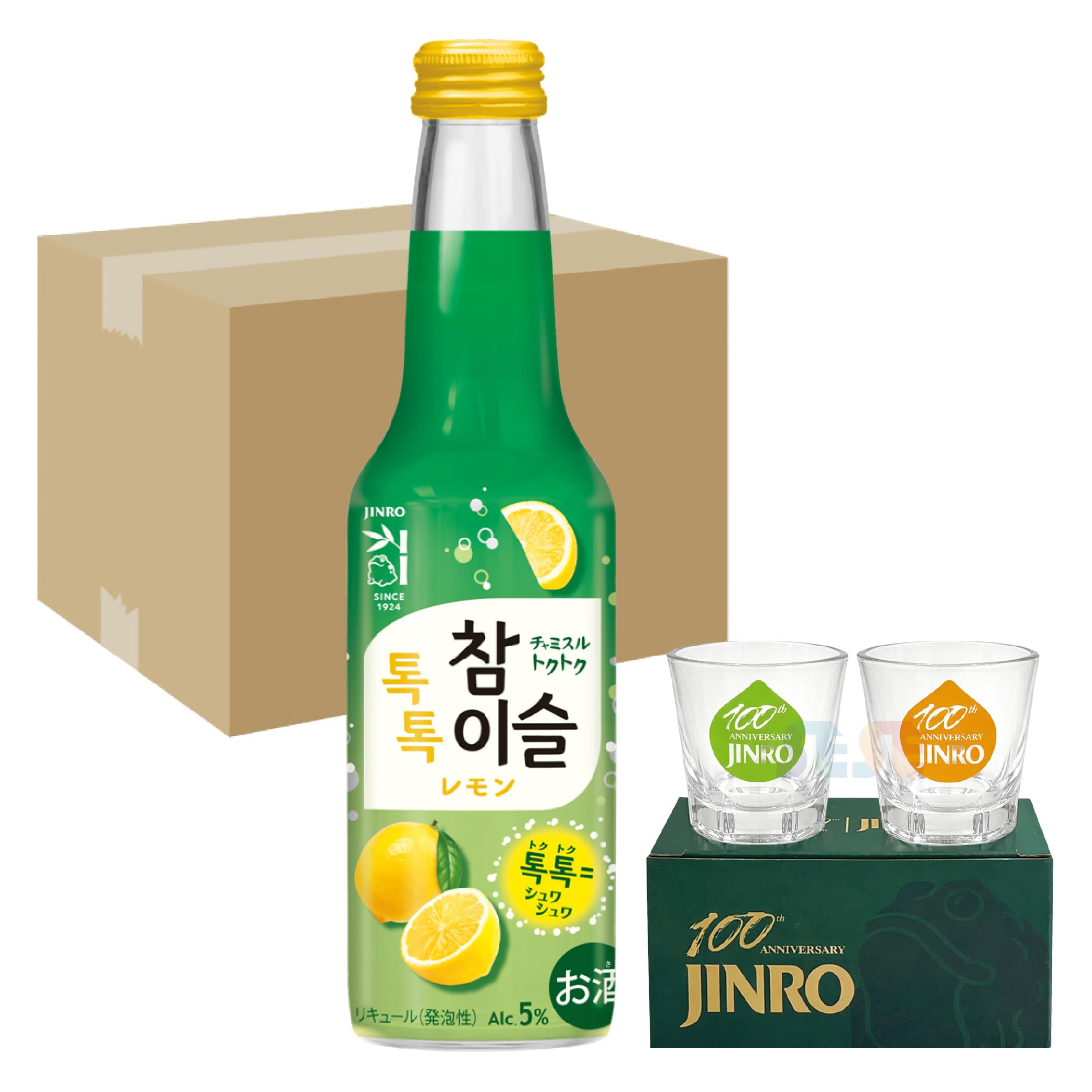 眞露 JINRO チャミスル ディスペンサー100周年グラス付き Amazon.co.jp: JINRO チャミスルトクトク レモン 275ml 23本 ＋ 眞露