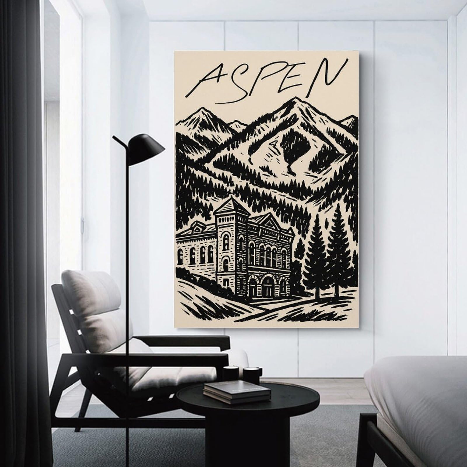 Junmoney Aspen Vintage Ski Canvas Wall Decor, 12x18inch(30x45cm), for New Homes, Bedrooms Or Workspaces, Gift Idea for Housewarming And Birthdays