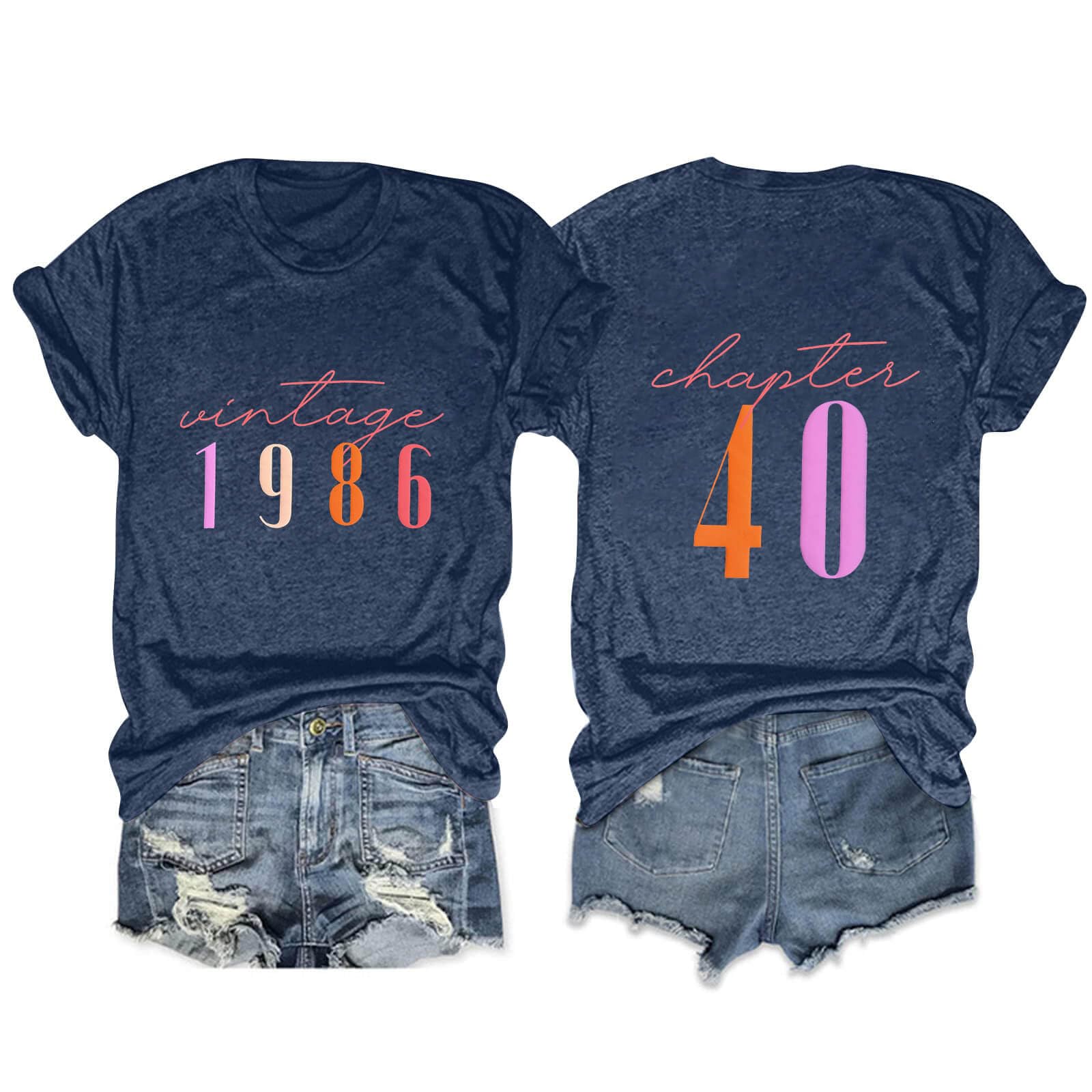 fyaphion Vintage 1986 T Shirts for Women 40th Birthday Gifts Born in 1986 Tshirt Retro Casual Short Sleeve Tee Tops-picture-48