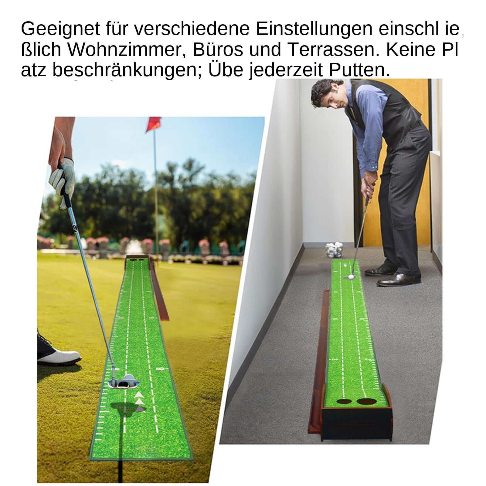 Alfombra De Putting Interior Herramienta de Entrenamiento Antideslizante | Alfombrilla De Práctica De Putting Interior Para Hombres Adultos Principiantes Exterior Pati