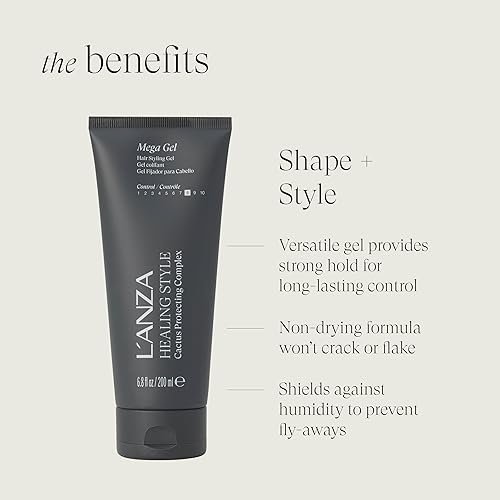 Miniatura 3 de L'ANZA Healing Style Mega Gel con fuerte efecto de sujeción, nutre y refresca el cabello mientras peina, con queratina, fórmula sin alcohol y