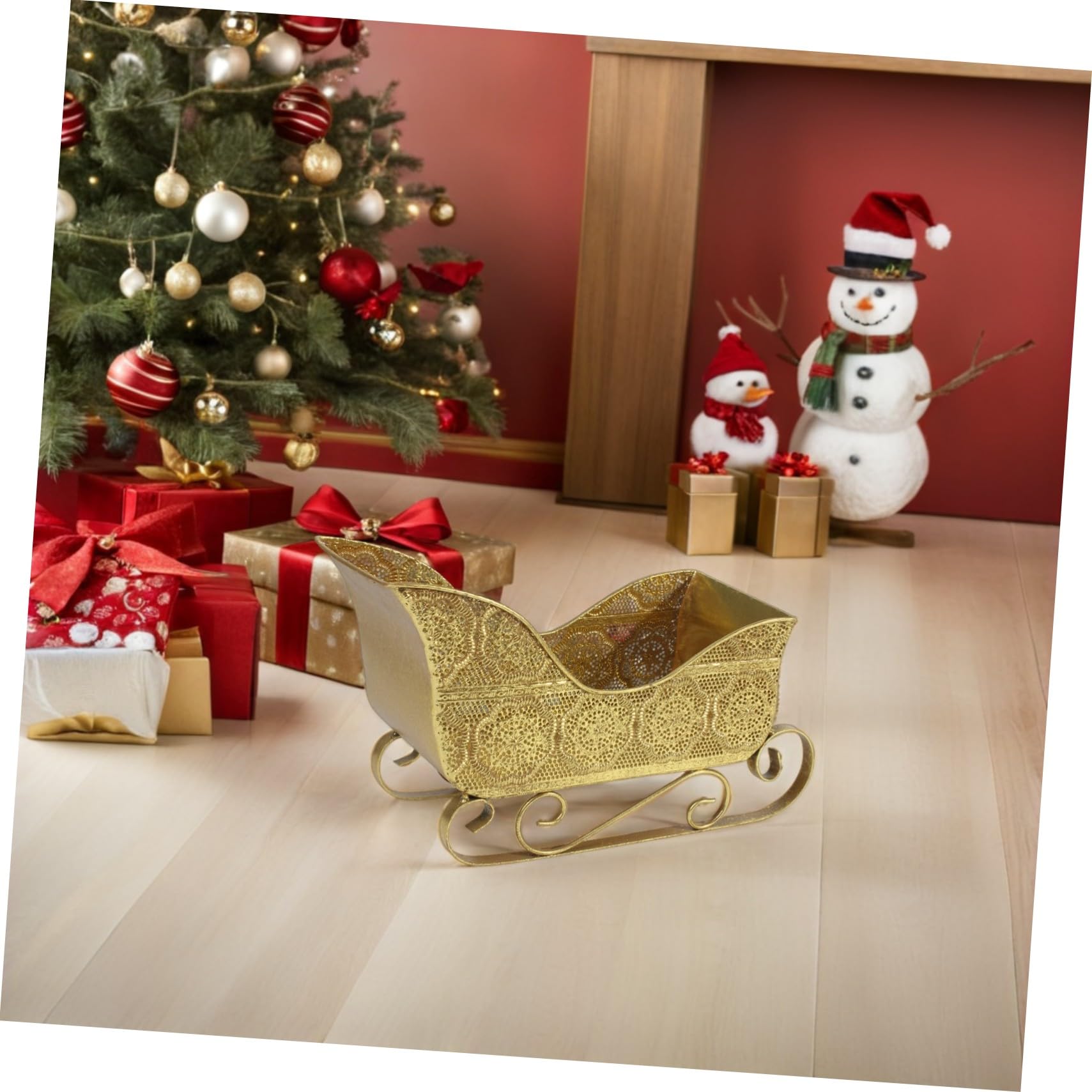 PartyKindom Schlitten Weihnachtsdeko Vintage Stil für Kaminsims Tischdekoration aus Robustem Eisen zur Aufbewahrung von Süßigkeiten und Kleinen Gegenständen