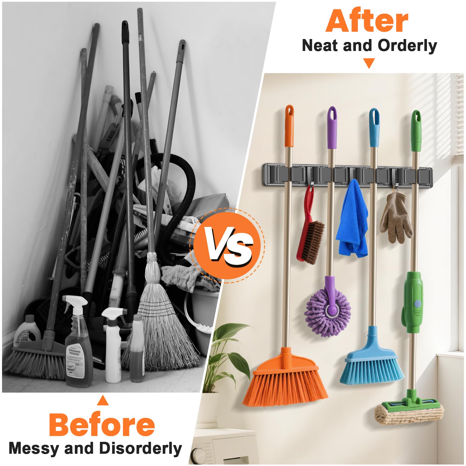 Broom & Mop Wall Mount - Organize Your Space -6