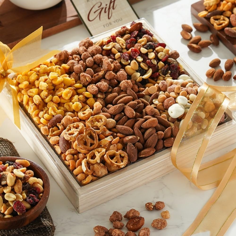 Broadway Basketeers Gourmet Nuts Gift Basket Collection Mixed Nuts Healthy Gifts for Men And Woman Kosher