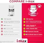 Pharmaris i-max Complexe de Fer Polysaccharide, 150 mg de Fer Élémental Supplément pour le Traitement et la Prévention de l'Anémie par Carence en Fer, 250 mg de Vitamine C, 1000 mcg de Vitamine B12, Sans Colorants Artificiels, Végétalien, 30 Gélules