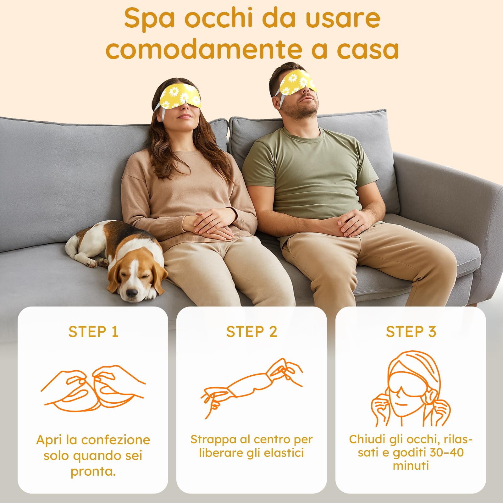 Confezione da 16 Maschere Riscaldanti alla Camomilla – Maschera a Vapore per Occhi Secchi, Gonfiore, Affaticamento e Rilassamento – Maschera Riscaldante Occhi Monouso per Sonno e Viaggio