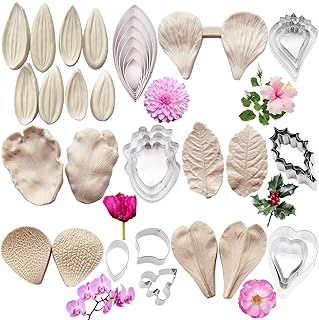 12set Gum Paste Flower Tools- Gumpaste Flower Molds and Fondant Flower Cutters Sugar Flower Cookie Cutter Sugar Paste Maki...