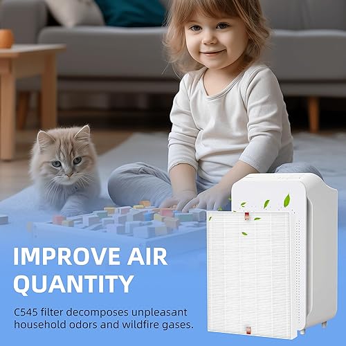 Miniatura 8 de Filtro de repuesto C545 S para purificador de aire Winix C545, repuesto para filtro Winix S 1712-0096-00 y 2522-0058-00, paquete de 4 filtros HEPA