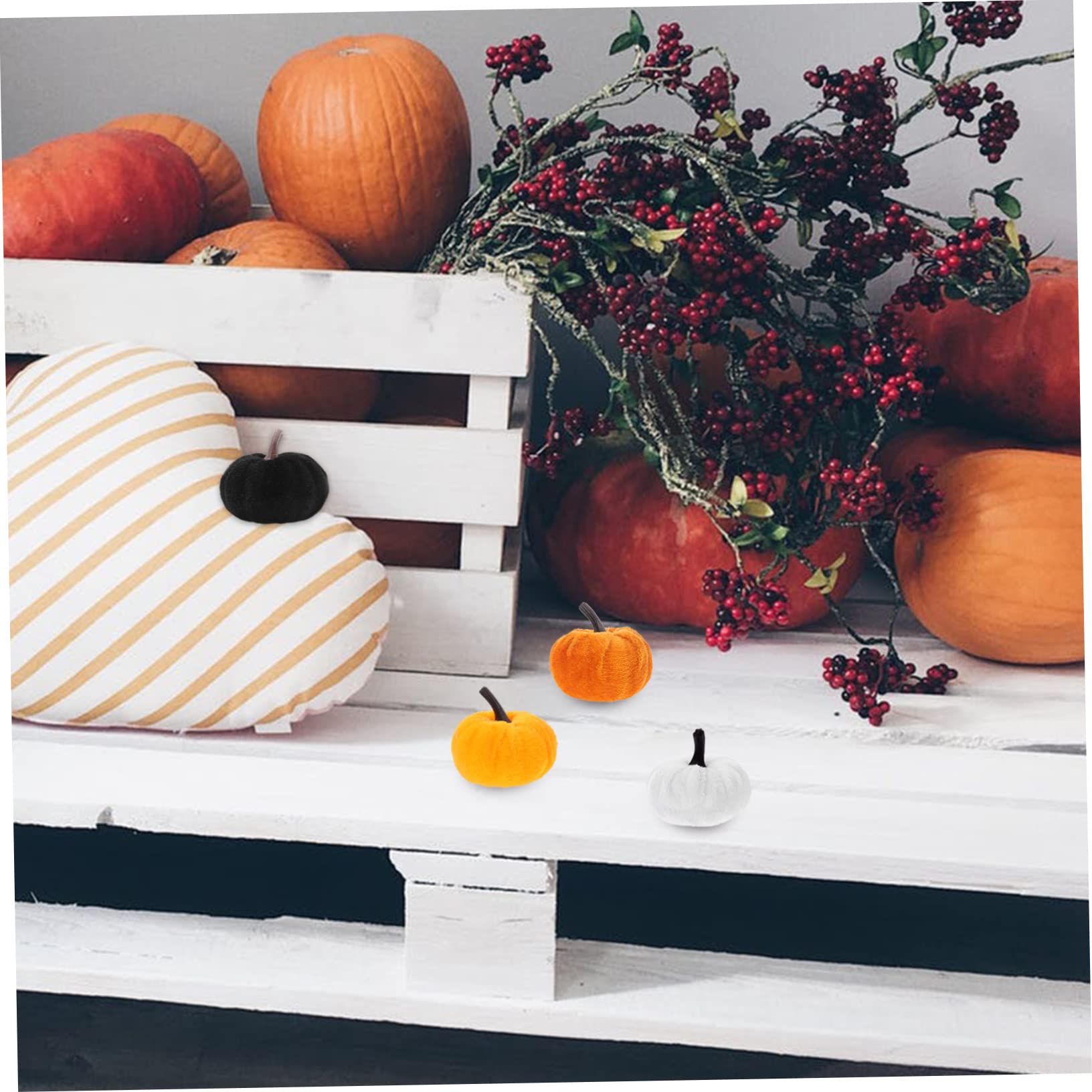 Ciieeo 50 Pz Zucca Di Flanella zucca della festa del ringraziamento ornamenti per alberi autunnali halloween decorazioni decorazione halloween casa di simulazione realistica