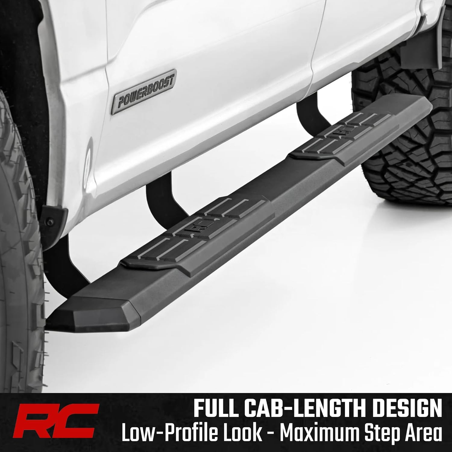 Rough Country TR2 Running Boards for Ford F-150/F-250/F-350 Crew Cab (2015-2026) – 5" Wide Cab-Length Aluminum Side Steps