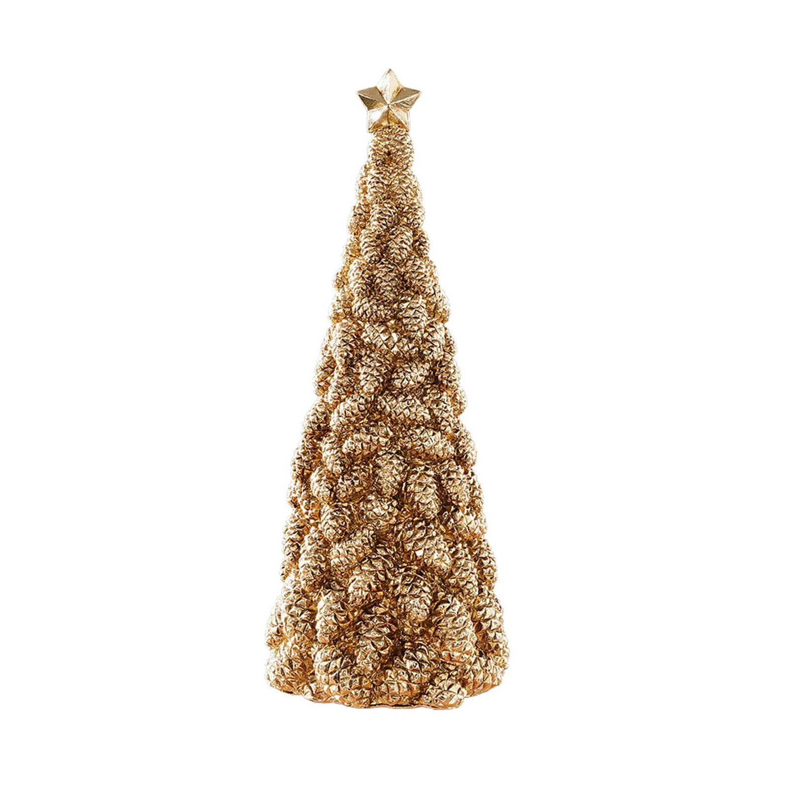 Holiday Resin Tree Sculpture with Gold Finish for Tabletop, Mantel, and Shelf Decor, Seasonal Accent for Cozy Home Display Seasonal Home Display Holiday Tabletop Tree Decor in Gold Resin